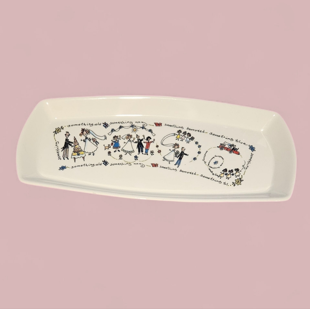 Vintage Spose Of Italy Ceramic Wedding Themed Platter Dish 12.5 In By 6 In. EVC!